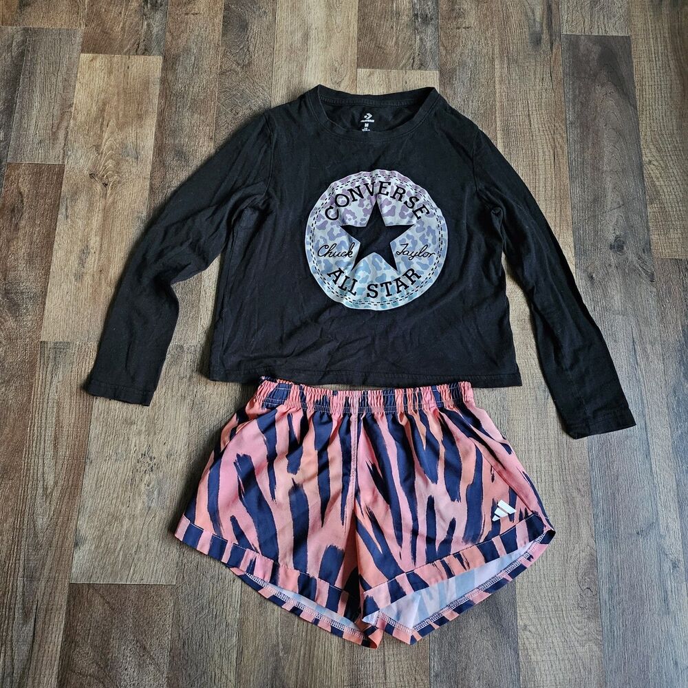 Converse Adidas Girls Youth Set M 10/12 Leopard Tiger Print  Streetwear